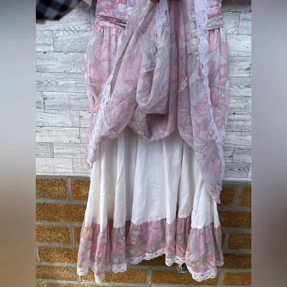 GUNNE SAX by JESSICA Mcclintock Pink Floral PRAIRIE VICTORIAN DRESS size 7 - Picture 7 of 16